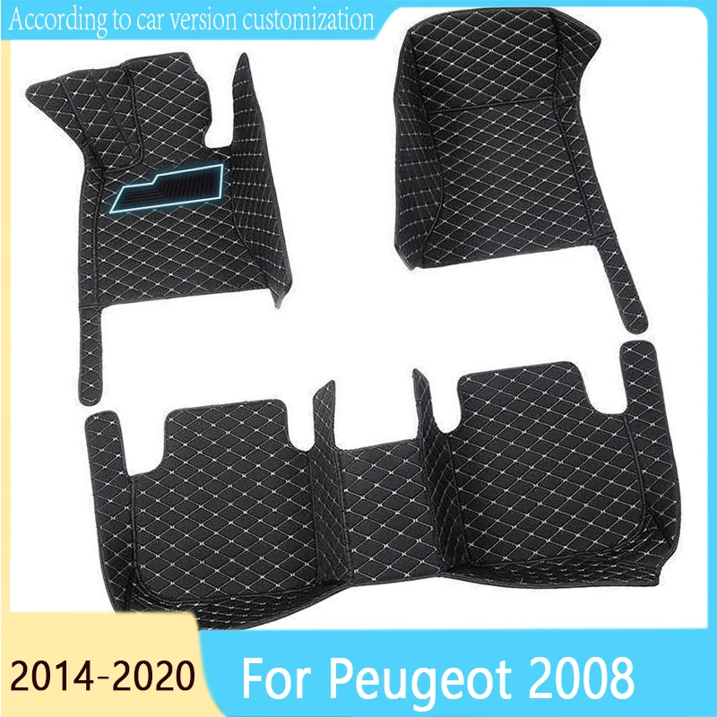 Фото 100% подходит под заказ Кожаный Автомобильный напольный коврик для Peugeot 2008 2014 2015 2016
