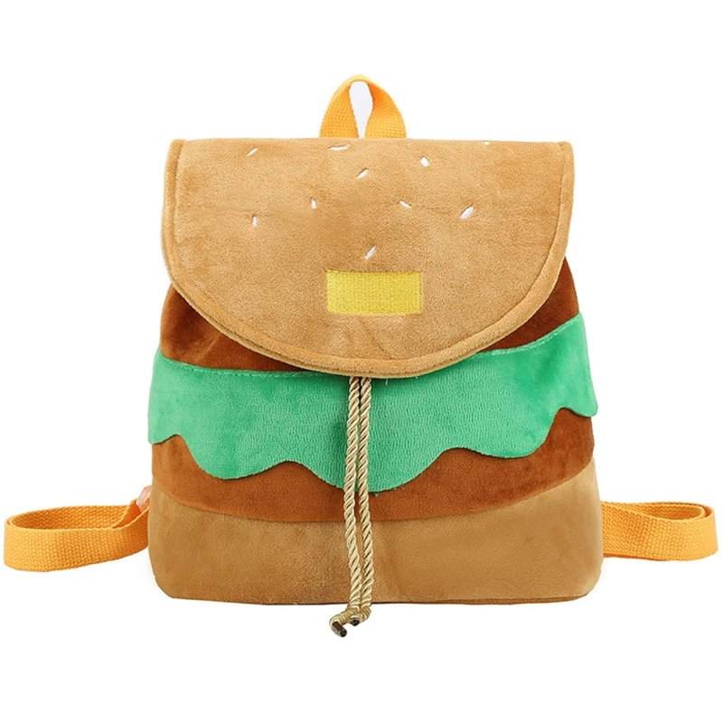 Cartoon Hamburger Backpack for Girls Women Student School Bag Large Plush Drawstring Backpack with Adjustable Straps 
Cartoon Hamburger Backpack for Girls Women Student School Bag Large Plush Drawstring Backpack with Adjustable Straps