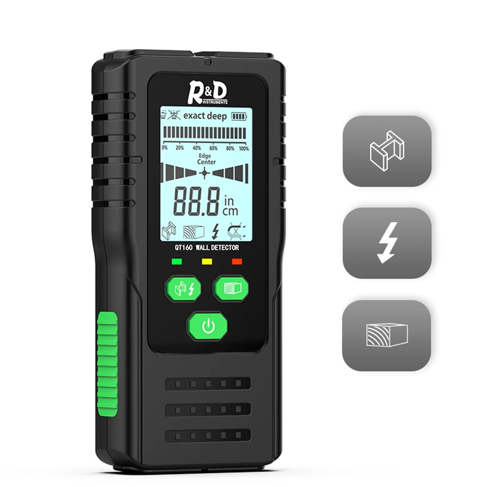 Wall Metal Detector Backlit Black AC Wood Finder Cable Wires Depth Tracker Undeground Stud Wall Scanner With LCD Display
Wall Metal Detector Backlit Black AC Wood Finder Cable Wires Depth Tracker Undeground Stud Wall Scanner With LCD Display
