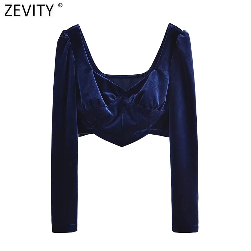 Zevity Women French Style Deep V Neck Pleats Solid Velvet Short Slim Blouse Lady Chic Side Zipper Shirt Casual Crop Tops LS9939
Zevity Women French Style Deep V Neck Pleats Solid Velvet Short Slim Blouse Lady Chic Side Zipper Shirt Casual Crop Tops LS9939