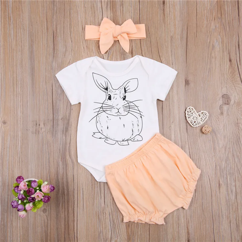 Baby Girls Easter Clothes Set Rabbit Print Short Sleeve Jumpsuit + Shorts with Ruffle + Bow-knot Headband
Baby Girls Easter Clothes Set Rabbit Print Short Sleeve Jumpsuit + Shorts with Ruffle + Bow-knot Headband