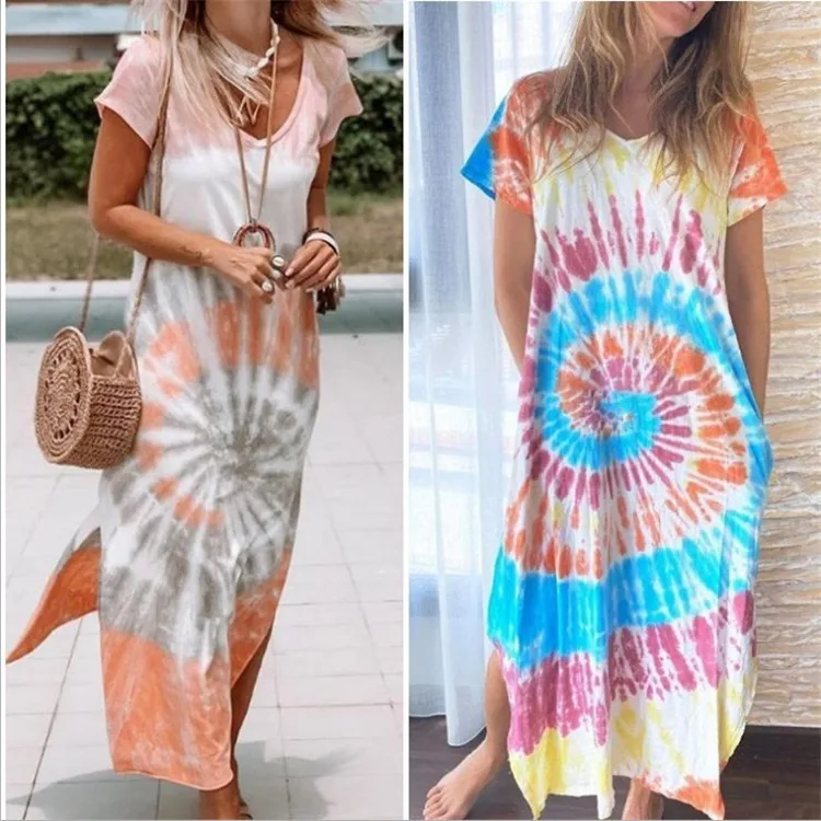 Spot summer explosive dress European and American dress summer 2021women's tie-dye loose printed slit dress dress summer 2021
Spot summer explosive dress European and American dress summer 2021women's tie-dye loose printed slit dress dress summer 2021