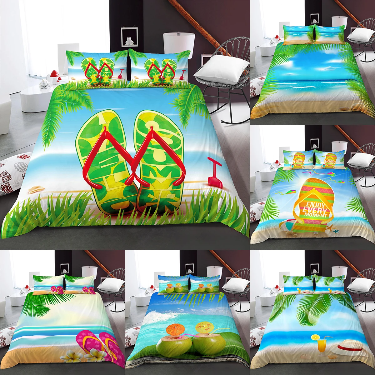 Beach Landscape Duvet Cover Summer Colorful Slippers Coconut Bedding Sets Home Textile With Pillow Case Home Decor 2/3Pcs
Beach Landscape Duvet Cover Summer Colorful Slippers Coconut Bedding Sets Home Textile With Pillow Case Home Decor 2/3Pcs