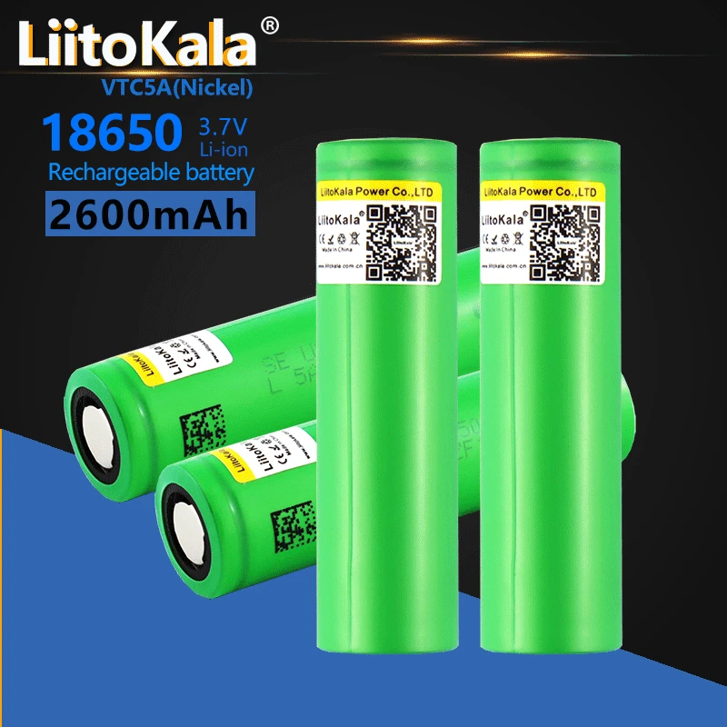 4 шт. LiitoKala VTC5A 18650 2600 мАч литиевая батарея 20A 30A разряд 18650VTC5 батареи для фонарика с плоской головкой
4 шт. LiitoKala VTC5A 18650 2600 мАч литиевая батарея 20A 30A разряд 18650VTC5 батареи для фонарика с плоской головкой