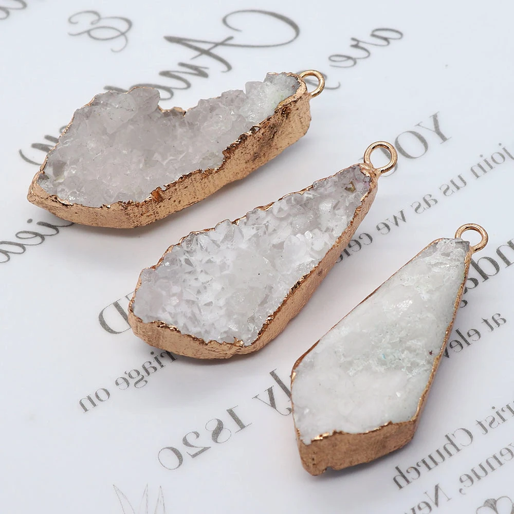 Natural Stone Drusy Crystal Pendants Irregular Sword Shape Jewelry DIY Making Necklace Earrings Crystal Charms Accessories
Natural Stone Drusy Crystal Pendants Irregular Sword Shape Jewelry DIY Making Necklace Earrings Crystal Charms Accessories