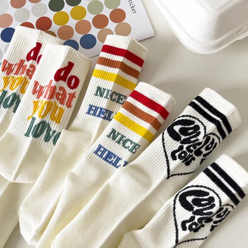 Woman Funny Striped Letter Japanese Sweets Cotton Thermal Socks Autumn Girl Female Hip Hop White Sports Home Cheap Long Slippers
Woman Funny Striped Letter Japanese Sweets Cotton Thermal Socks Autumn Girl Female Hip Hop White Sports Home Cheap Long Slippers