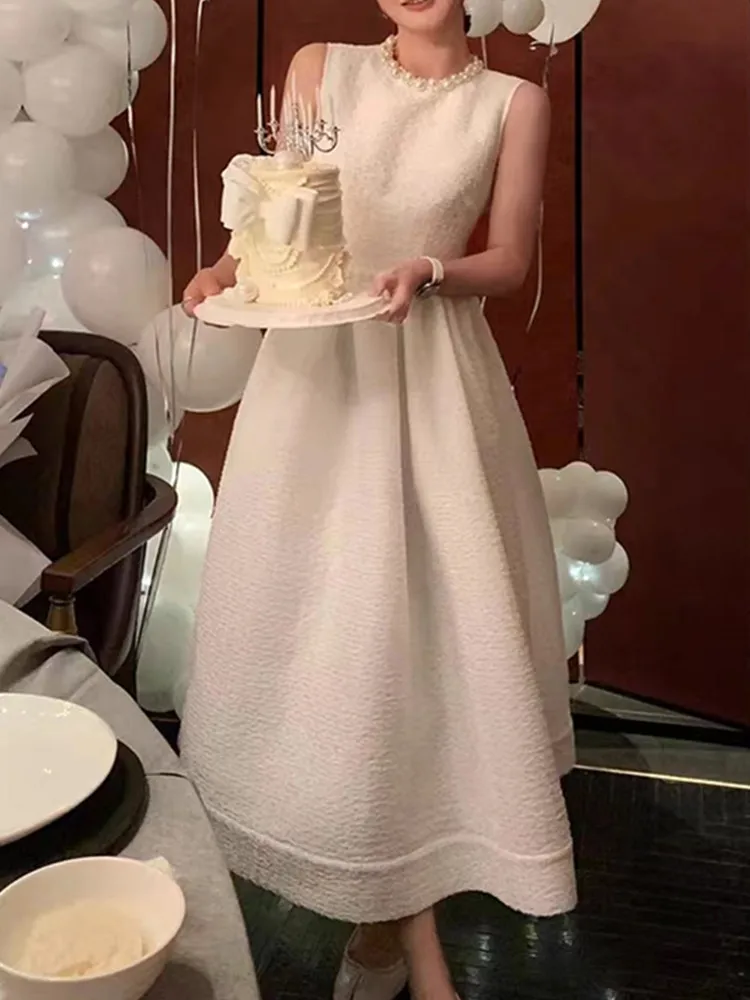 SMTHMA French Small Fragrance Party Dress Women's Summer High End Design Runway Style Dress Sleeveless Princess Pearl Dress
SMTHMA French Small Fragrance Party Dress Women's Summer High End Design Runway Style Dress Sleeveless Princess Pearl Dress