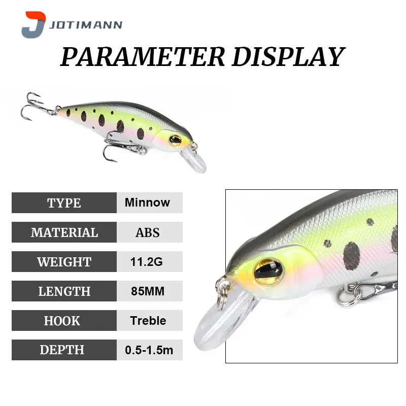 

New Artificial Minnow Lures Plastic Fishing Lure 8.5cm/11.2g Wobbler Fake Bait Bionic Sinking Hard Baits Sea Bass Fishing Tackle