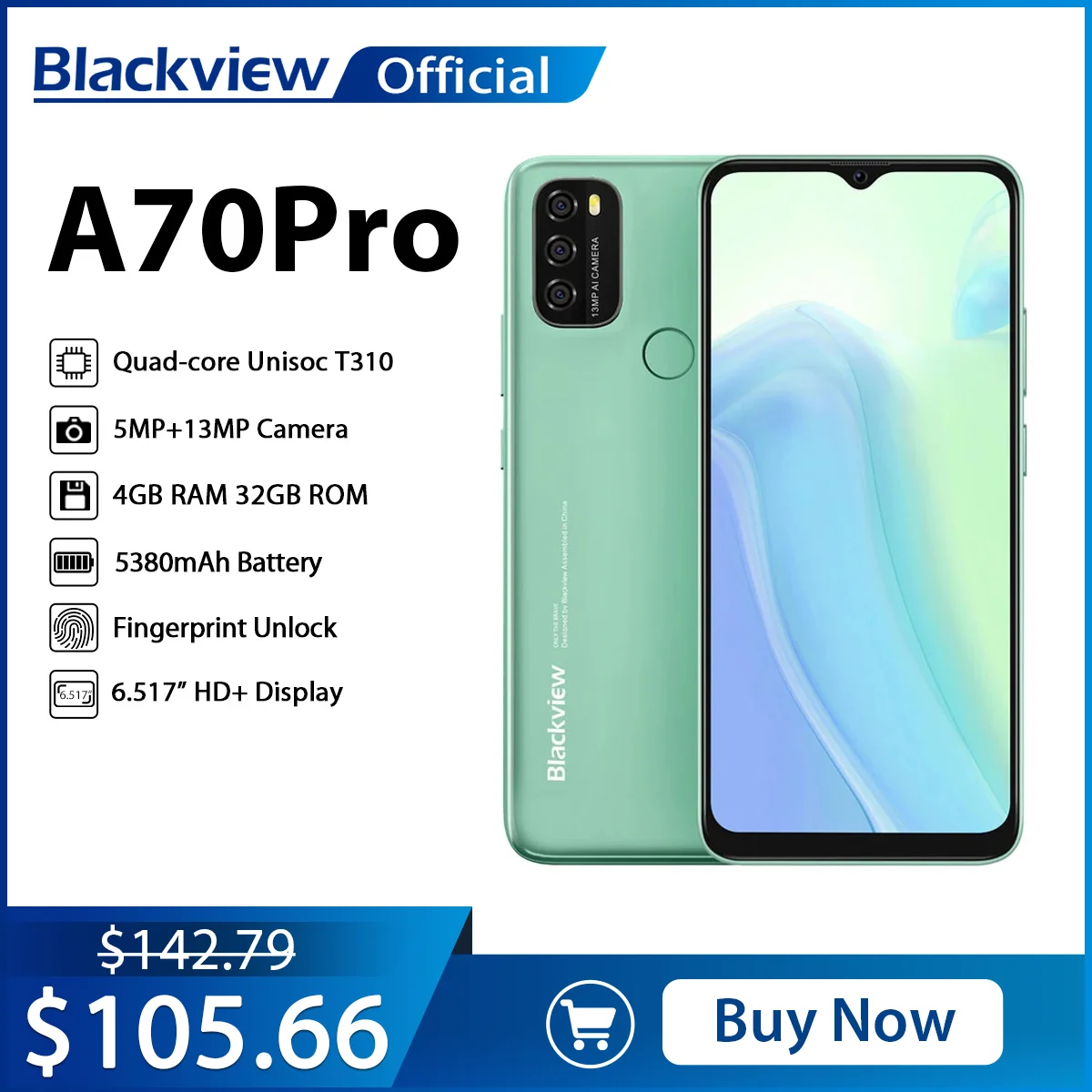 BLACKVIEW A70 Pro смартфон с 5 5-дюймовым дисплеем четырёхъядерным процессором ОЗУ 4 Гб
