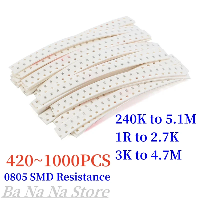 1000/420 шт., набор резисторов 0805 SMD, сопротивление, набор образцов 5%, 240K ~ 5,1 M 1% 3K ~ 4,7 M 1% 1R ~ 2,7 K, электронный компонент
1000/420 шт., набор резисторов 0805 SMD, сопротивление, набор образцов 5%, 240K ~ 5,1 M 1% 3K ~ 4,7 M 1% 1R ~ 2,7 K, электронный компонент