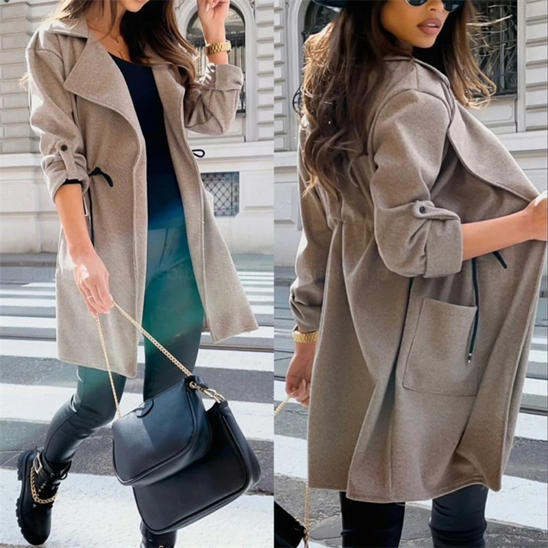 Autumn NEW trench coat coat women in long temperament lapel waist fashion trench coat in long coat
Autumn NEW trench coat coat women in long temperament lapel waist fashion trench coat in long coat