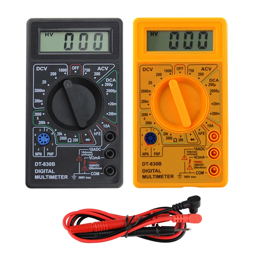 DT-830B LCD Digital Handheld Multimeter Probe AC/DC 750/1000V Electric Voltmeter Ammeter Ohm Tester Amp Volt Ohm Tester Meter
DT-830B LCD Digital Handheld Multimeter Probe AC/DC 750/1000V Electric Voltmeter Ammeter Ohm Tester Amp Volt Ohm Tester Meter