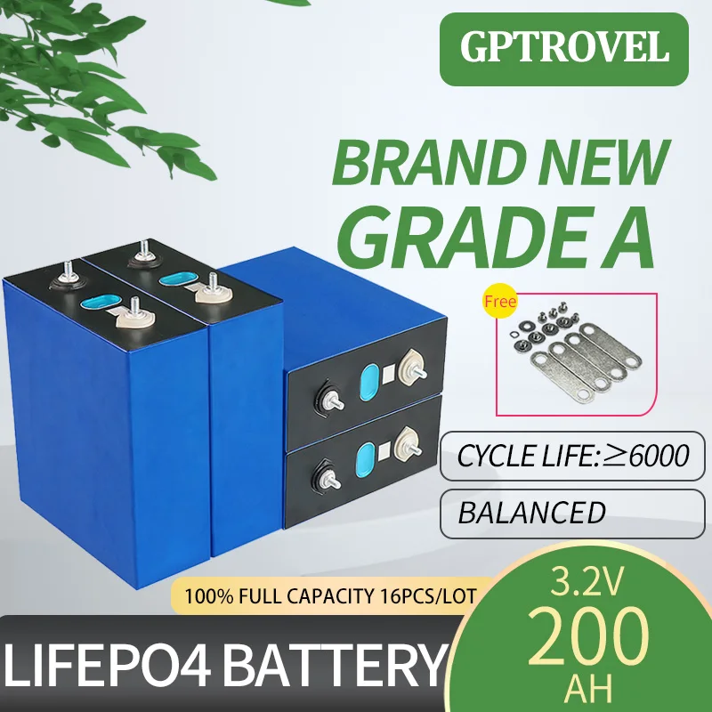 16PCS 3.2V 200Ah EVE 100% Full Capacity Rechargeable Lithium Ion Battery Cell LiFePO4 Deep Cycle New Grade A Solar Power Bank
16PCS 3.2V 200Ah EVE 100% Full Capacity Rechargeable Lithium Ion Battery Cell LiFePO4 Deep Cycle New Grade A Solar Power Bank