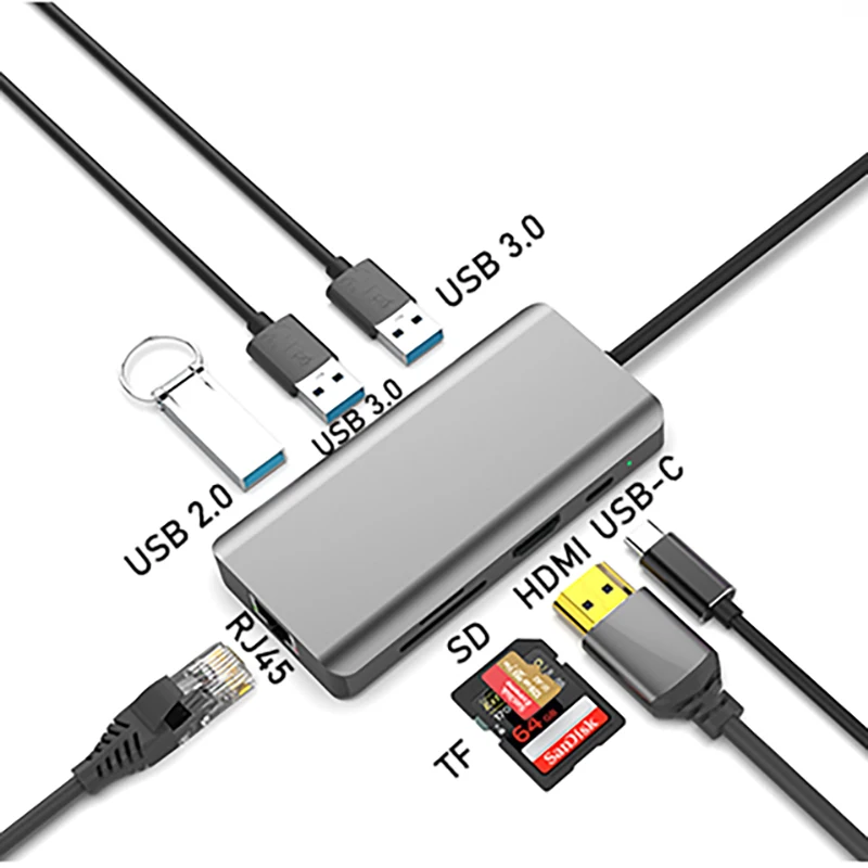 For Macbook Pro Air Pc Computer Laptop Accessories OTG Splitter USB C To USB 3.0 2.0 SD TF Card Type C PD RJ45 HDMI Adapter Hub
For Macbook Pro Air Pc Computer Laptop Accessories OTG Splitter USB C To USB 3.0 2.0 SD TF Card Type C PD RJ45 HDMI Adapter Hub