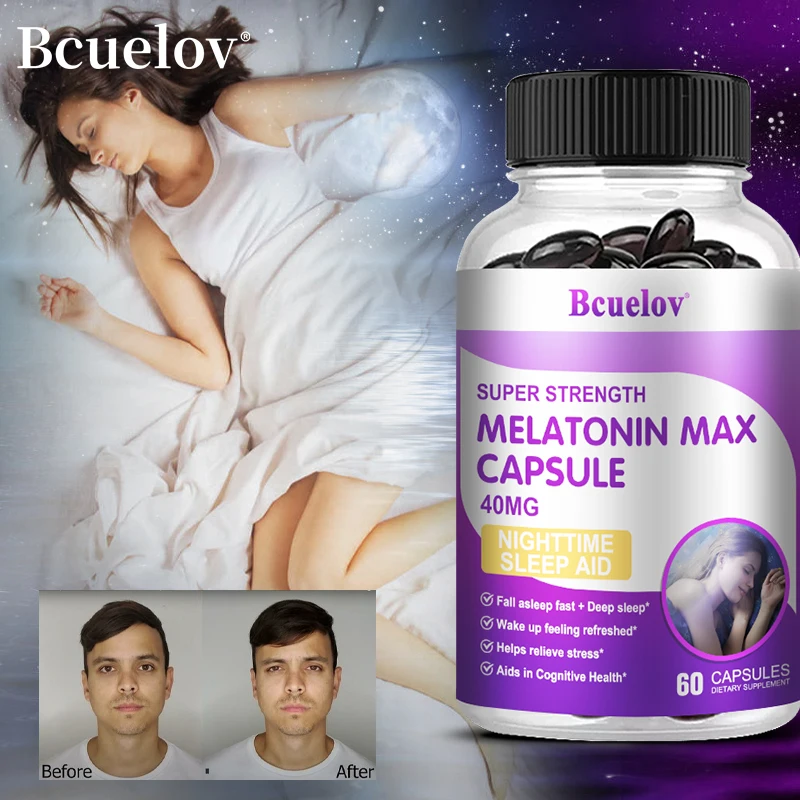 

Extra Strong Melatonin Sleep Aid Helps Fall Asleep Faster, Longer and Have A Healthy Sleep Cycle, Adjusting Jet Lag and Rhythm