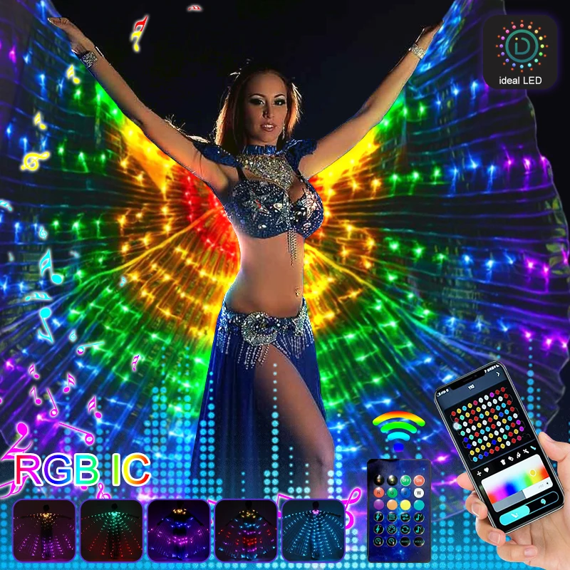 

Светящиеся Крылья бабочки для танца живота управление через приложение музыкальный ритм Цветные Крылья для выступления карнавальный костюм аксессуар для взрослых