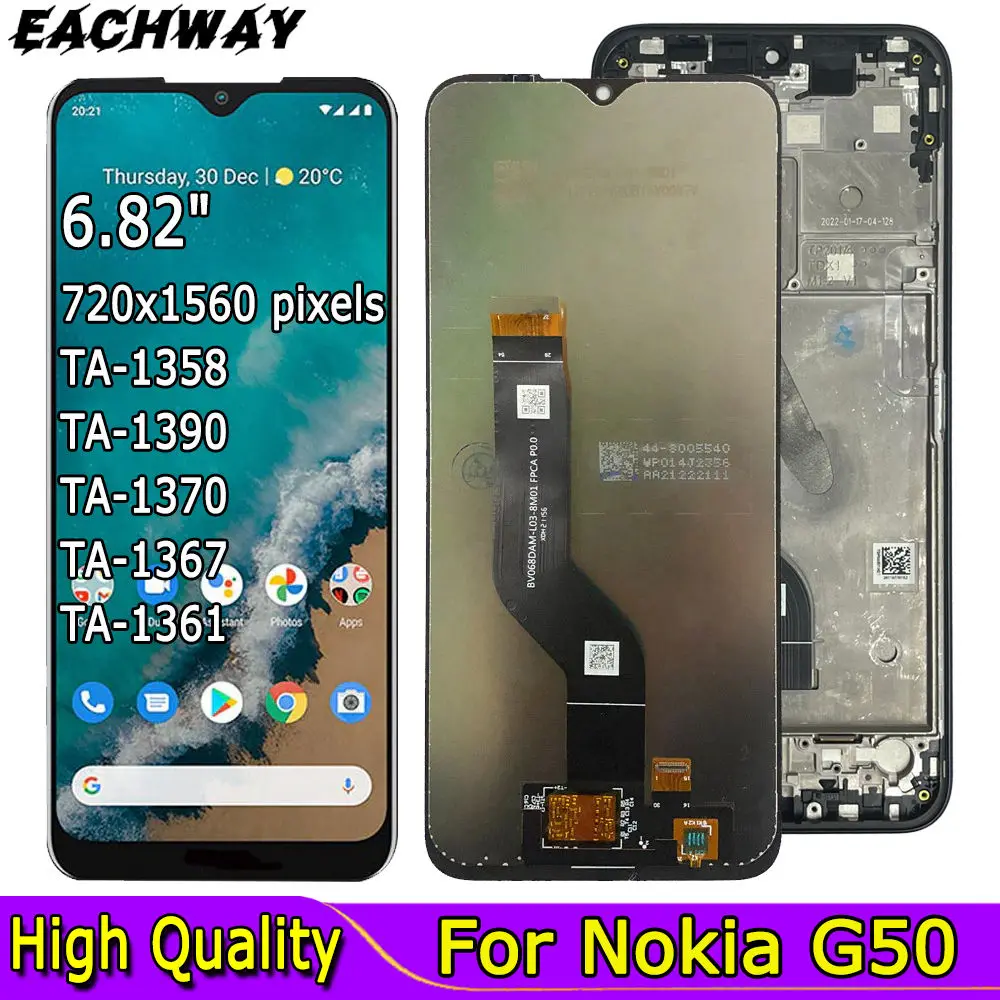 ЖК-дисплей 6,82 дюйма для Nokia G50, дигитайзер сенсорного экрана в сборе, запасные части TA-1358 1390 1370 для Nokia G50, ЖК-экран
ЖК-дисплей 6,82 дюйма для Nokia G50, дигитайзер сенсорного экрана в сборе, запасные части TA-1358 1390 1370 для Nokia G50, ЖК-экран