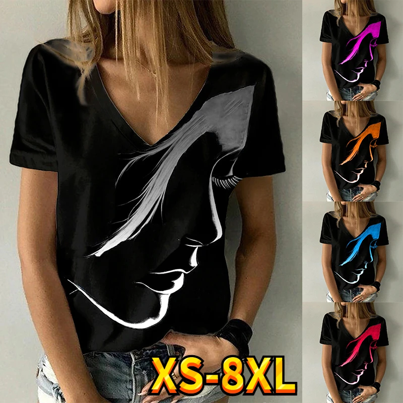 2022 Summer Women Abstract Print Painting T-shirt Casual V Neck Tops New Female Casual Short Sleeves Loose Fational Shirts
2022 Summer Women Abstract Print Painting T-shirt Casual V Neck Tops New Female Casual Short Sleeves Loose Fational Shirts