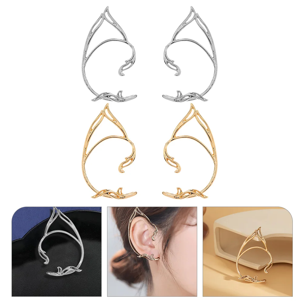 

Ear Earrings Cuff Women Fairy Cuffs Wrap Elf Silver Non Girls Teen Full Earring Clip Drop Crawler Hook Pierced Crawer Jewelry