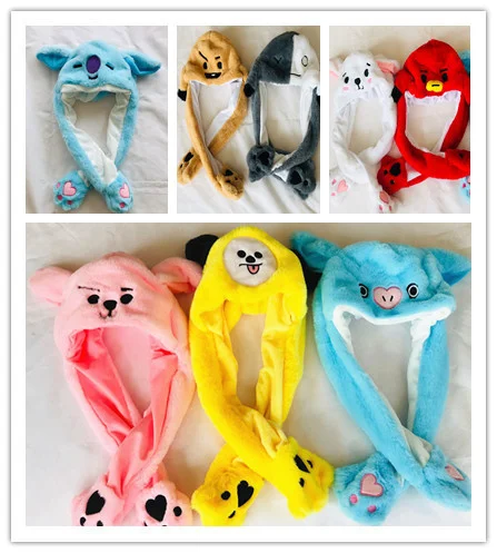 

KPOP boy group cartoon cute plush hat hat with moving ears kawaii doll toys birthday gifts koala love JIMIN SUGA JIN JK RM V