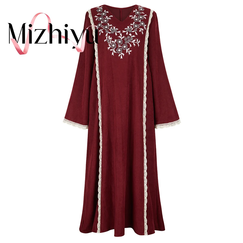 Mizhiyu 2022 Middle East Fashion Ladies Elegant Noble Temperament Loose Arabian Robe Burgundy Printed Lace Robe Muslim Women's C
Mizhiyu 2022 Middle East Fashion Ladies Elegant Noble Temperament Loose Arabian Robe Burgundy Printed Lace Robe Muslim Women's C