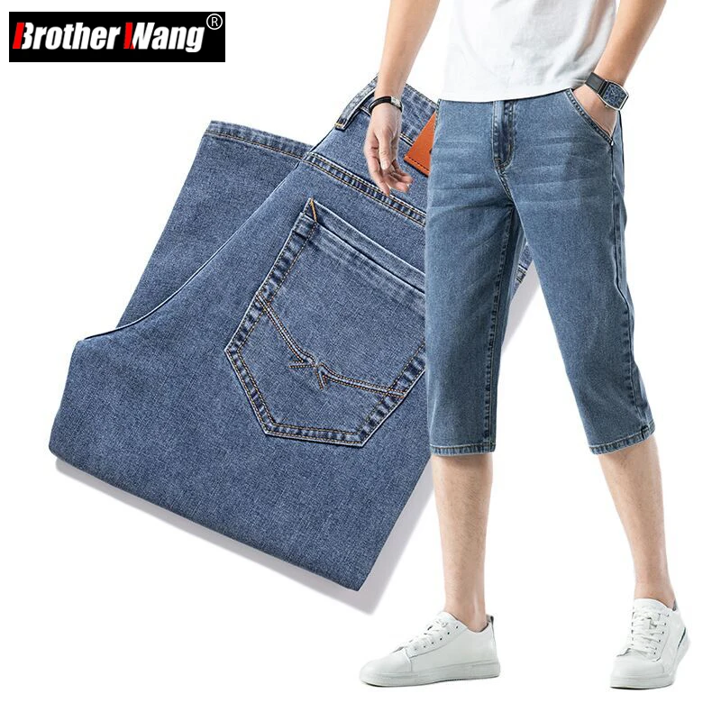 Summer Men's Slim Stretch Denim Cropped Pants Classic Style Business Fashion Cotton Regular Fit Blue Short Jeans Male Brand
Summer Men's Slim Stretch Denim Cropped Pants Classic Style Business Fashion Cotton Regular Fit Blue Short Jeans Male Brand
