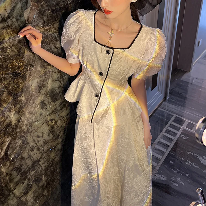 Korean Fashion 2 Pieces Sets Women Outfits Square Collar Tops Midi Skirt A-Line Elegant Office Lady Female Clothes Y2K Japanese
Korean Fashion 2 Pieces Sets Women Outfits Square Collar Tops Midi Skirt A-Line Elegant Office Lady Female Clothes Y2K Japanese