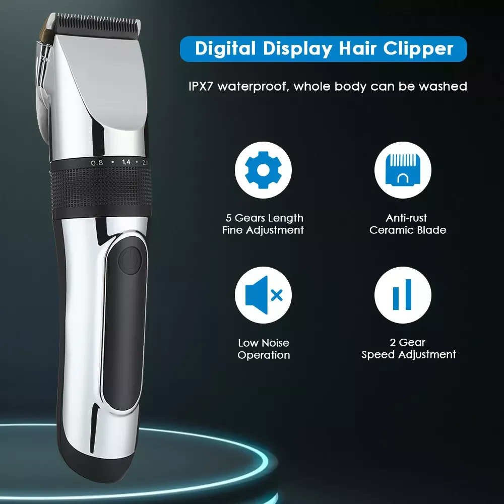 NEW2023 Hair Clippers Cordless Beard Hair Trimmer Cutter Barber Machine Rechargeable LCD Display Haircut Grooming Kit for Men
NEW2023 Hair Clippers Cordless Beard Hair Trimmer Cutter Barber Machine Rechargeable LCD Display Haircut Grooming Kit for Men