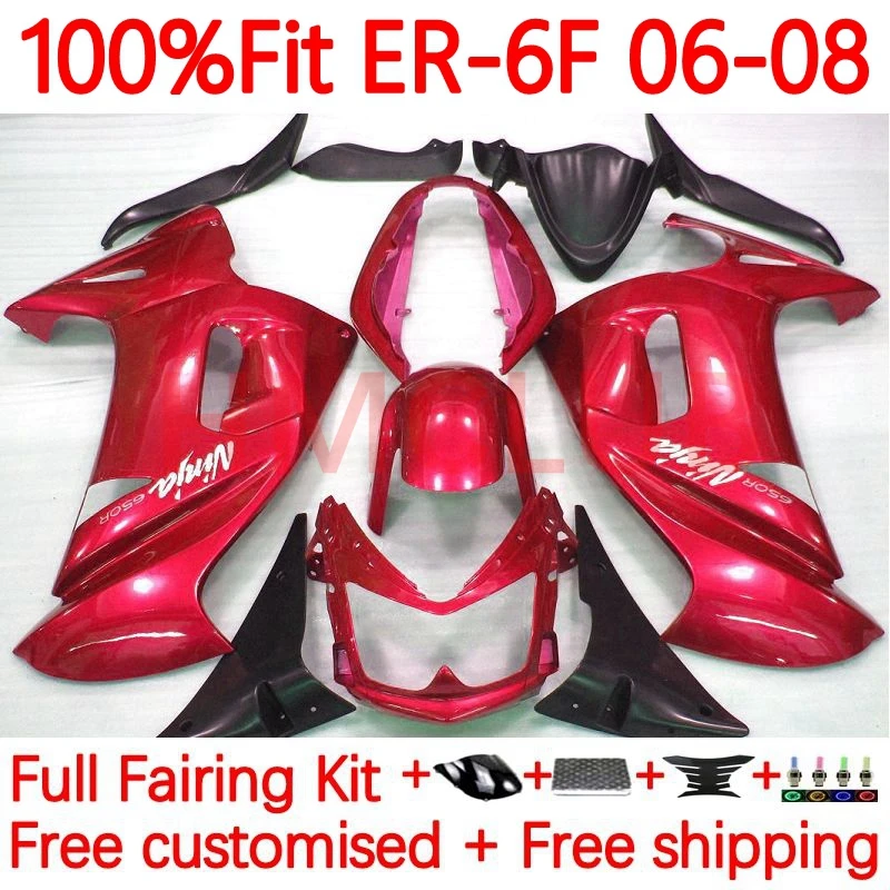 

Инжекционный корпус для KAWASAKI NINJA 650R ER6 F 650 R ER-6F 06-08 ER6F 2006 2007 2008 ER 6F 06 07 08 обтекатель 49No.128 металлический красный