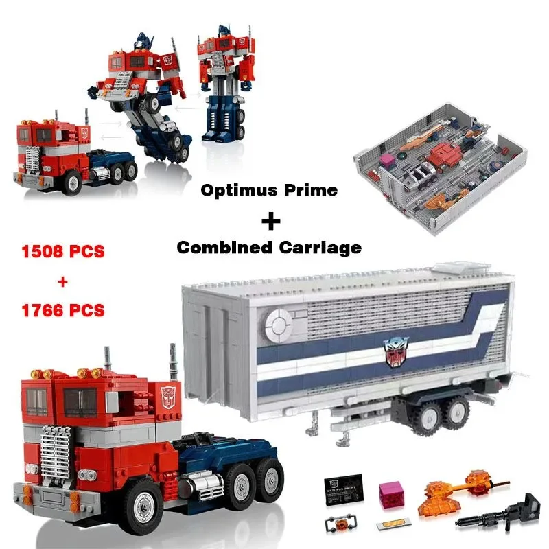 Optimus Prime + комбинированная каретка, совместимая с 10302 строительными блоками, кирпичи, игрушечный грузовик, робот-трансформер, Рождественский подарок на день рождения
Optimus Prime + комбинированная каретка, совместимая с 10302 строительными блоками, кирпичи, игрушечный грузовик, робот-трансформер, Рождественский подарок на день рождения