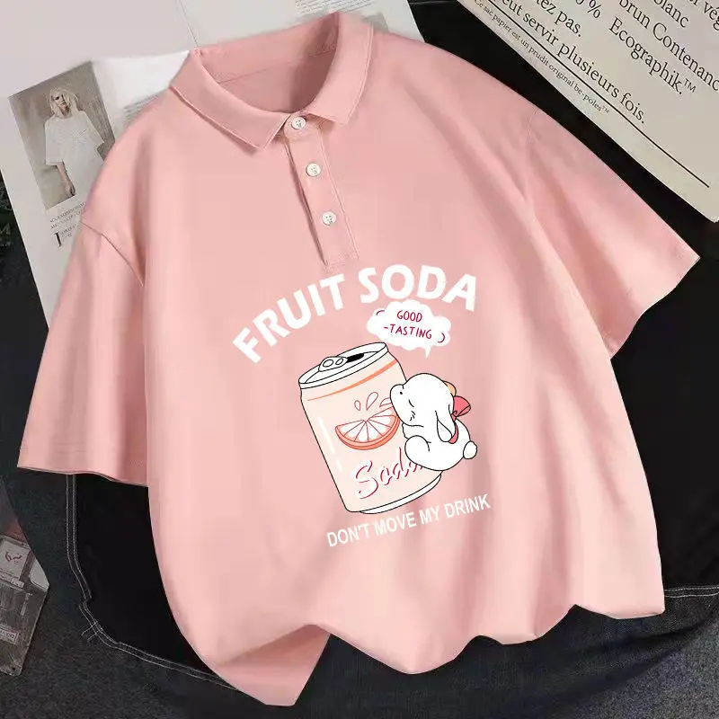 Summer Polo Shirts Female Harajuku y2k Clothes Loose Casual Kawaii Anime FRUIT SODA Rabbit Print Short Sleeved Shirt Women Tops
Summer Polo Shirts Female Harajuku y2k Clothes Loose Casual Kawaii Anime FRUIT SODA Rabbit Print Short Sleeved Shirt Women Tops