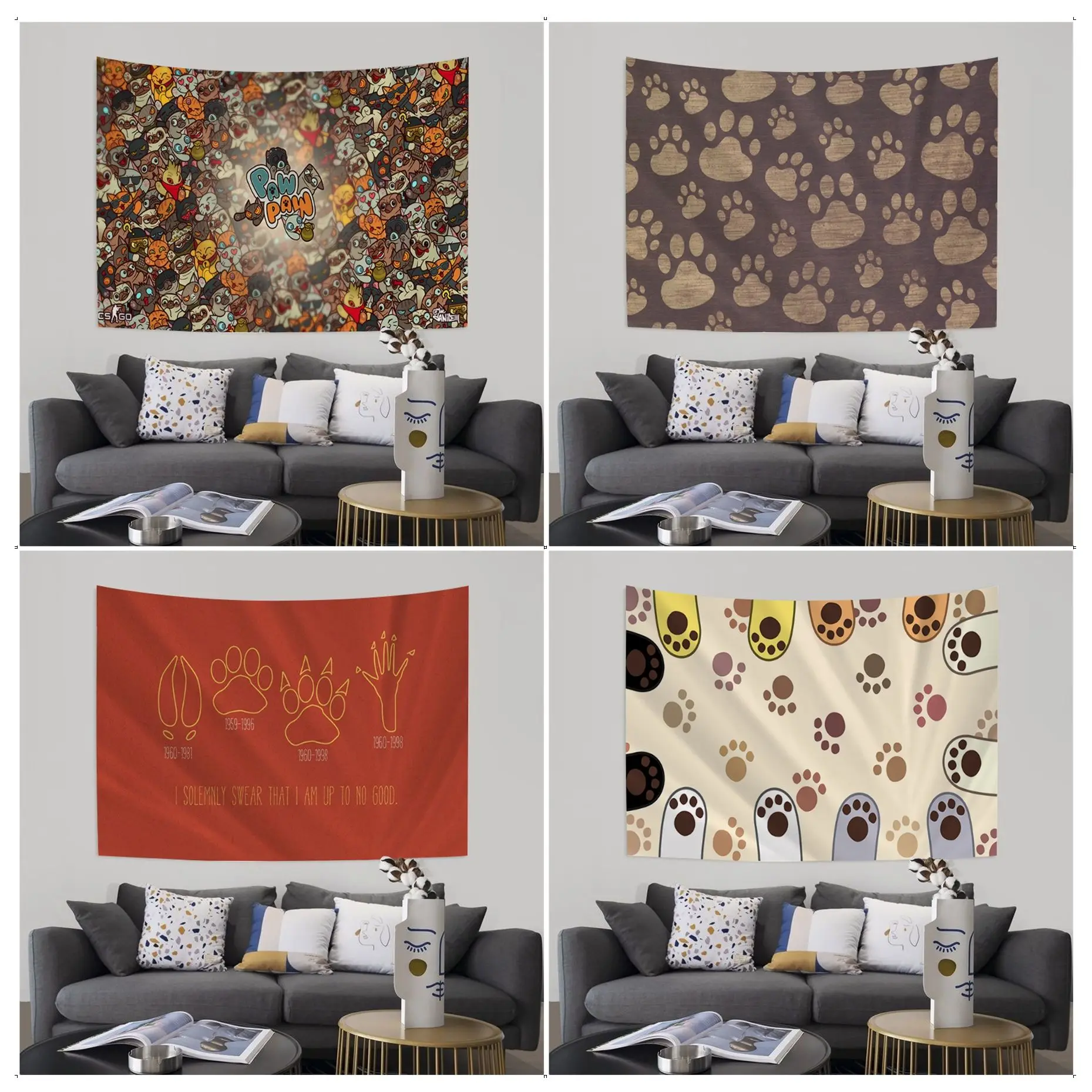 Paw Printed Large Wall Tapestry Wall Hanging Decoration Household Cheap Hippie Wall Hanging 
Paw Printed Large Wall Tapestry Wall Hanging Decoration Household Cheap Hippie Wall Hanging