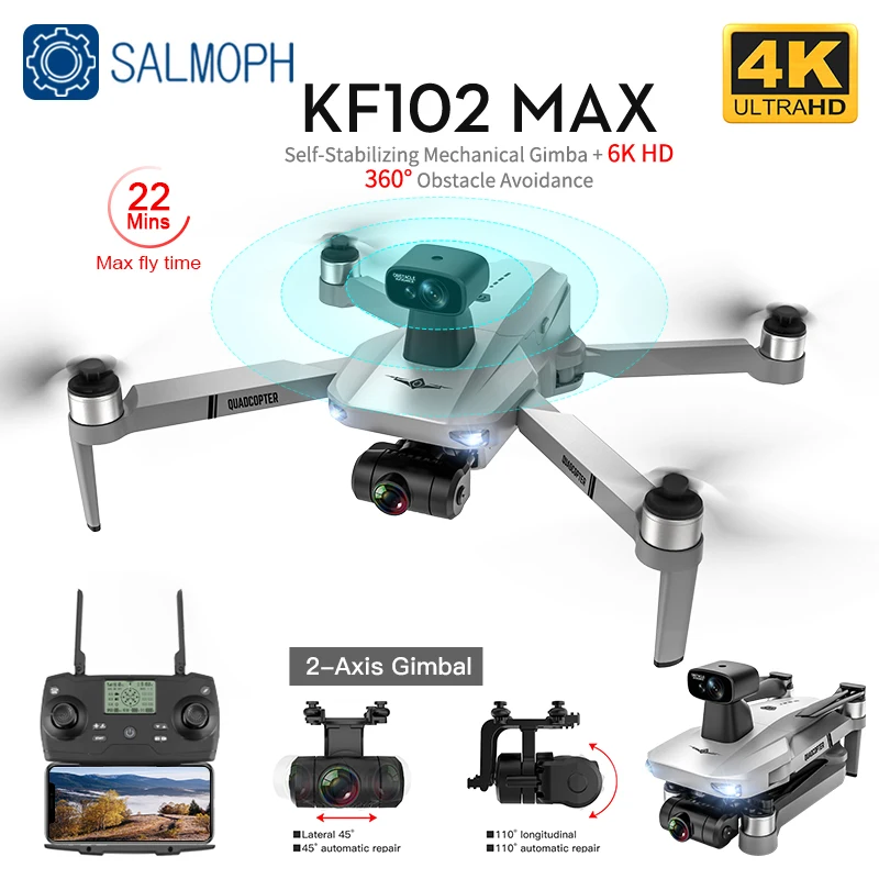 

4K Profesional Drone KF102 / KF102MAX With HD Camera 5G WiFi GPS 2-Axis Anti Shake Gimbal Quadcopter Brushless Motor Mini Dron