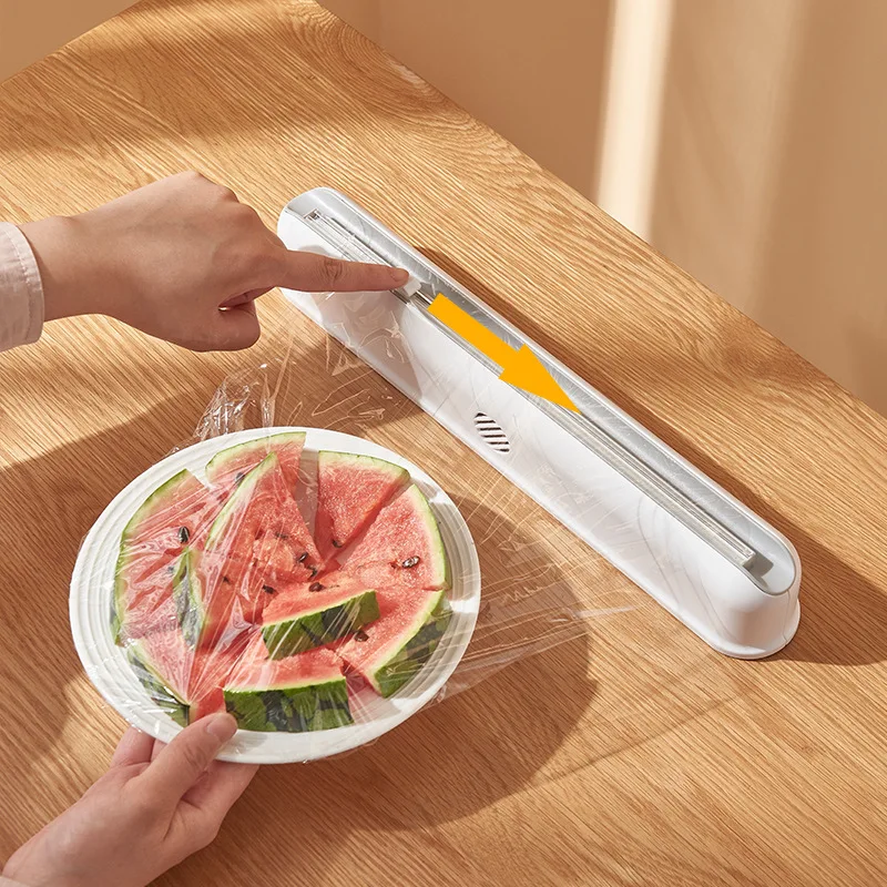

Cling Film Cutter Suction Cup Wall-Mounted Cling Film Cutting Box Kitchen Divider Adjustable Storage Cutter Kitchen Gadgets