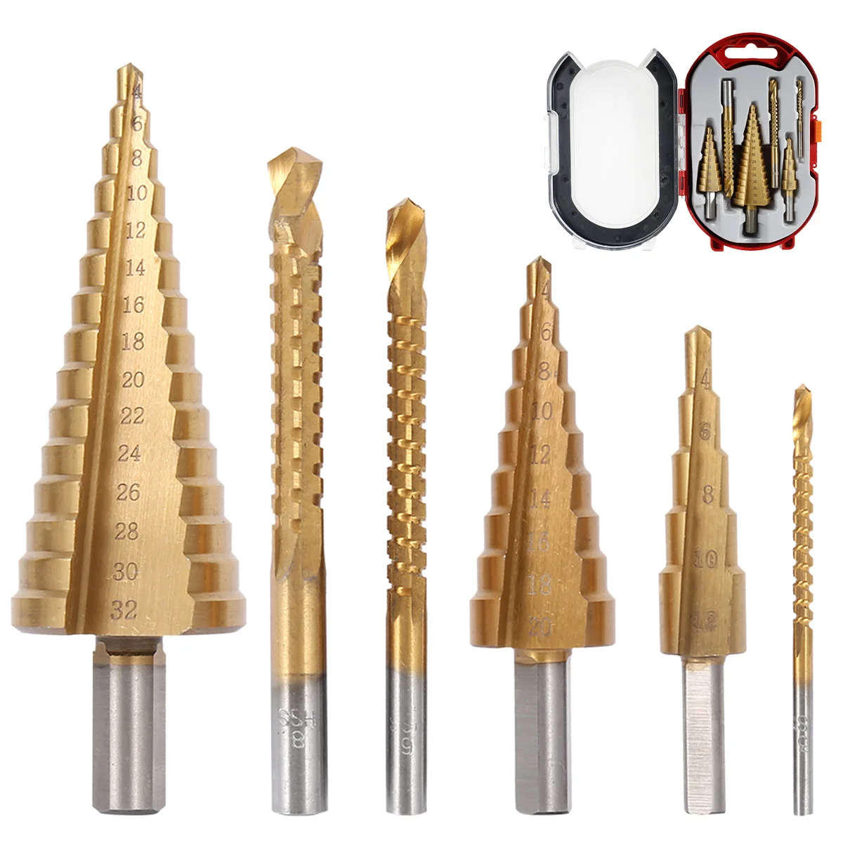 Step Drill Bit And Drill Bit-Milling Cutter 6Pcs.Countersink For Metal/Wood Drill For Metal Cone 32MM,Stage Light for Wood Metal
Step Drill Bit And Drill Bit-Milling Cutter 6Pcs.Countersink For Metal/Wood Drill For Metal Cone 32MM,Stage Light for Wood Metal