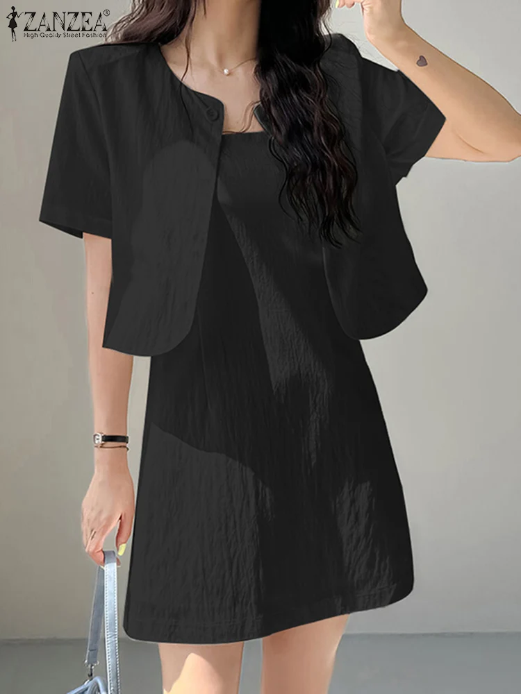 ZANZEA Women Summer Dress Sets Sexy Spaghetti Strap Mini Short Dress Short Sleeve Blazer Jackets Work Suits 2pcs Matching Sets
ZANZEA Women Summer Dress Sets Sexy Spaghetti Strap Mini Short Dress Short Sleeve Blazer Jackets Work Suits 2pcs Matching Sets
