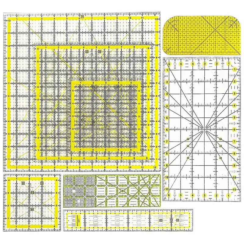 Set Of 8 Acrylic Quilting Ruler,Transparent Quilter Square Ruler, Sewing&Crafts Template, With Double-Colored Grid Lines
Set Of 8 Acrylic Quilting Ruler,Transparent Quilter Square Ruler, Sewing&Crafts Template, With Double-Colored Grid Lines