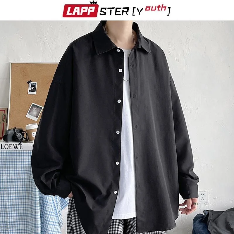 

-Yout Fasion Black Lon Sleeve Sirts 2023 Mens arajuku Black Oversized Sirt Button Up Sirts Blouses 5XL