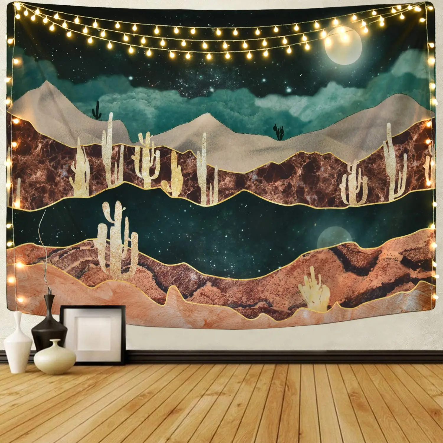 

Mountain Tapestry Moon Tapestry Desert Cactus Tapestry Starry Night Nature Landscape Tapestry Wall Hanging Bedroom Decorations
