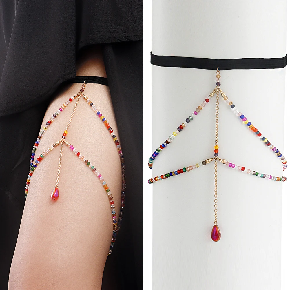 Fashion Female Multilayer Gold Color Metal Thigh Chain For Women Body Jewelry Beach Style Trendy Colorful Beads Leg Chain Gifts 
Fashion Female Multilayer Gold Color Metal Thigh Chain For Women Body Jewelry Beach Style Trendy Colorful Beads Leg Chain Gifts