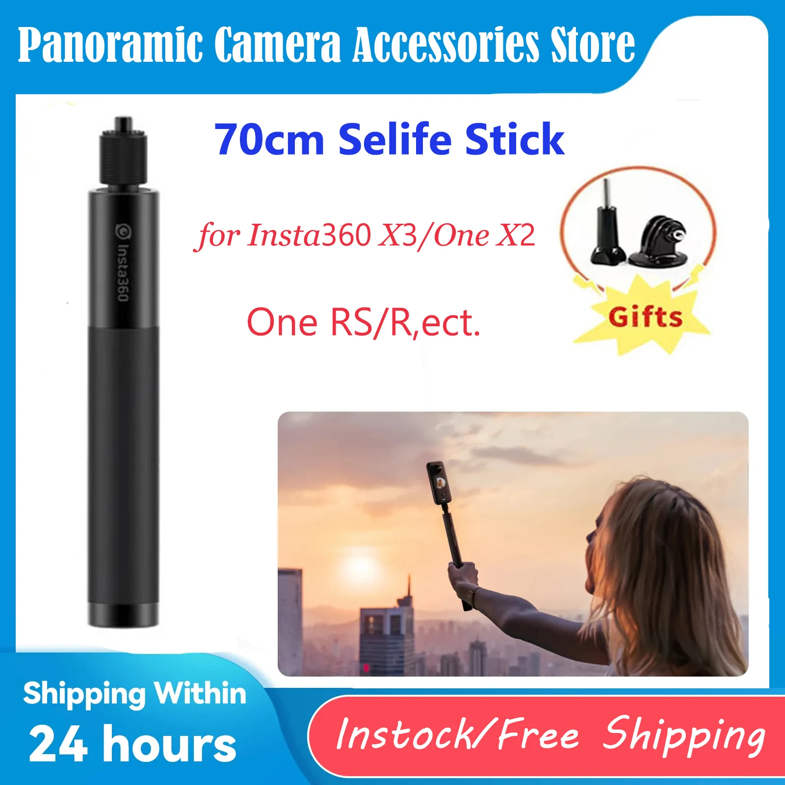 

Insta360 X3 70cm Invisible Selfie Stick For Insta 360 ONE X2 / ONE RS / R Gopro Hero 11 Mini DJI OSMO Action Cameras Accessories