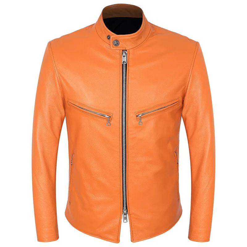 Motorcycle Biker Genuine Leather Jackets Men Autumn Causal Real Leather Coat Spring Motor Biker Yellow Cowhide Jacket
Motorcycle Biker Genuine Leather Jackets Men Autumn Causal Real Leather Coat Spring Motor Biker Yellow Cowhide Jacket