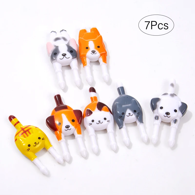 

7Pcs Cute Mini Animal Cartoon Food Picks Children Snack Cake Dessert Food Fruit Forks Lunch Bento Accessories Party Decor
