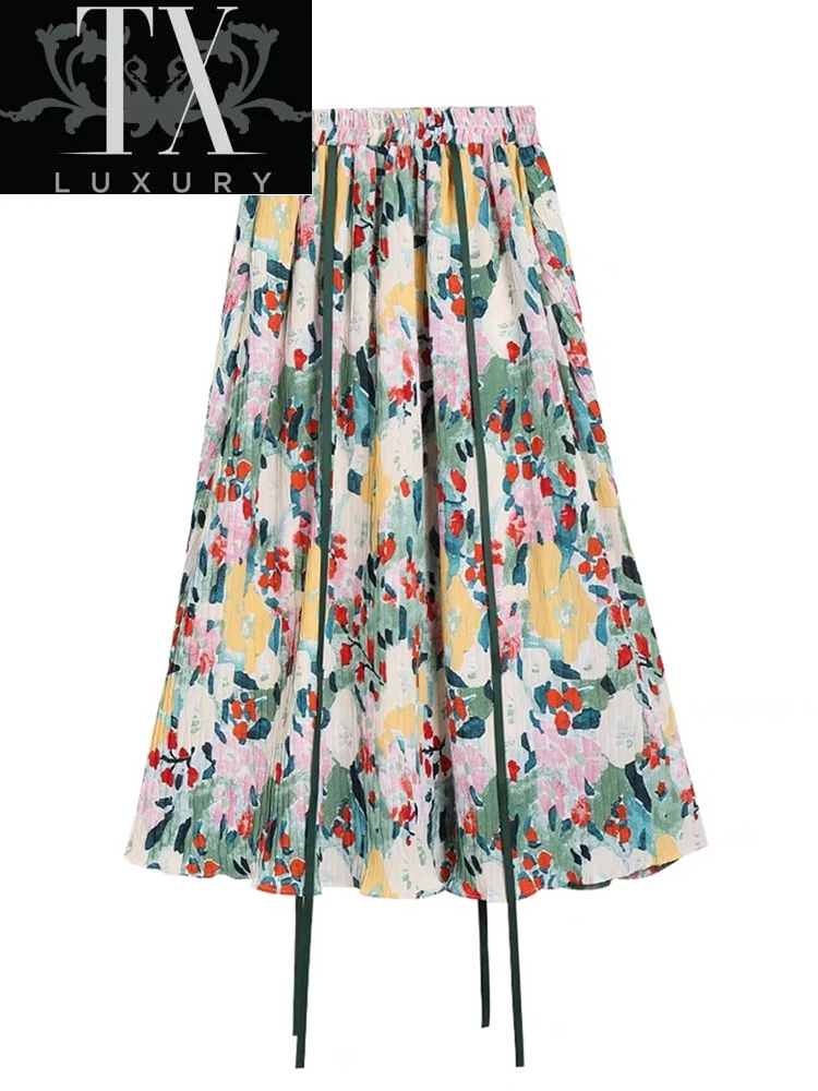 2022 New Flower Print Skirt Casual Fashion Beach Long Skirts For Women Summer Loose High Waist Elastic Elegant Mujer A-line Jupe
2022 New Flower Print Skirt Casual Fashion Beach Long Skirts For Women Summer Loose High Waist Elastic Elegant Mujer A-line Jupe