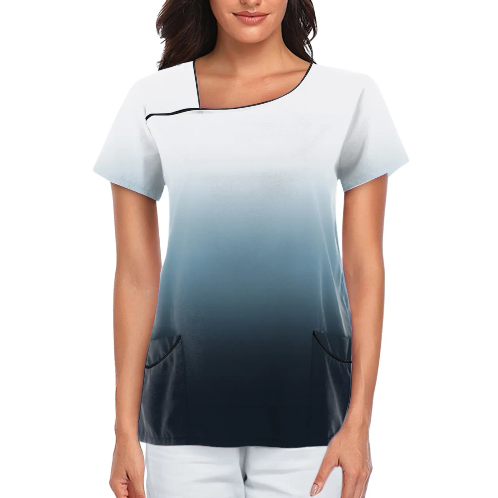 Gradient Print Women Nurse Uniform Scrubs Serpentine Working Uniform Short Sleeve Uniforme Enfermera Mujer V-Neck Carer Top 2023
Gradient Print Women Nurse Uniform Scrubs Serpentine Working Uniform Short Sleeve Uniforme Enfermera Mujer V-Neck Carer Top 2023