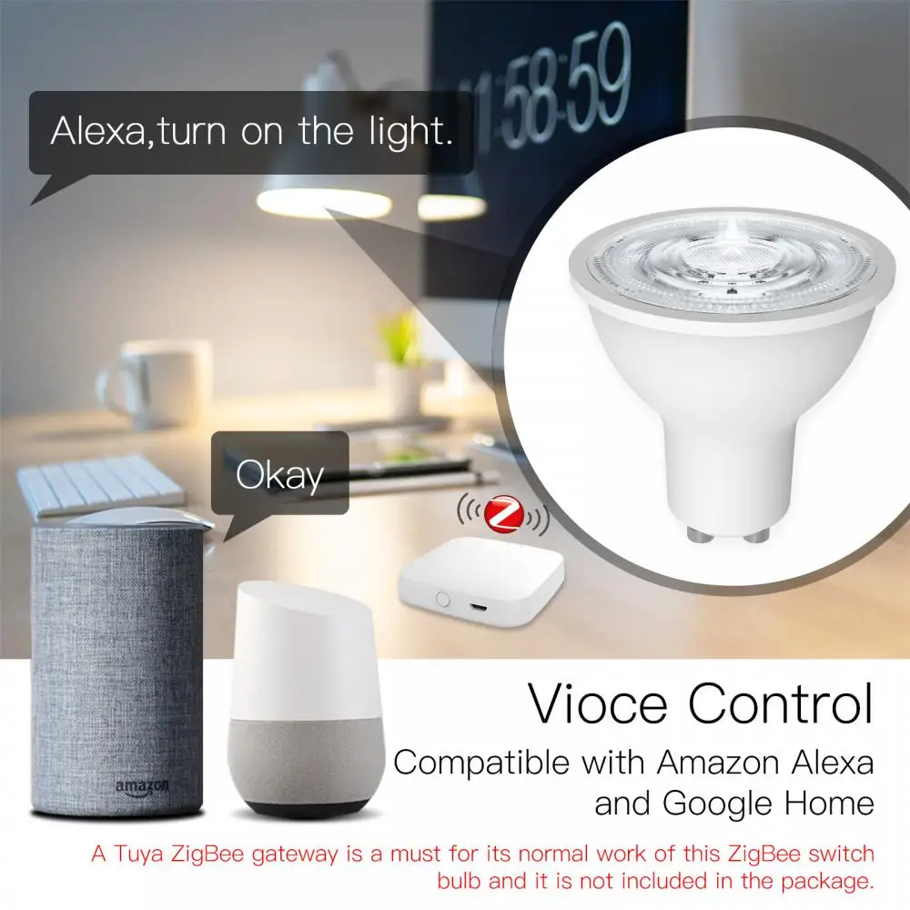 TUYA Zigbee Smart GU10 Light Bulb Spotlight RGB+CCT 90-240V 5W Dimmable 36° Beam Angle LED Light Bulb Voice Control with Alexa
TUYA Zigbee Smart GU10 Light Bulb Spotlight RGB+CCT 90-240V 5W Dimmable 36° Beam Angle LED Light Bulb Voice Control with Alexa