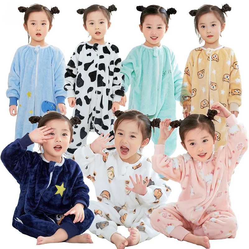 

Cartoon Flannel Baby Sleeping Bag Sack Warm Winter Children Sleepwear Toddler Sleepsack Pajamas For 1-6Years Girls Boys Kids