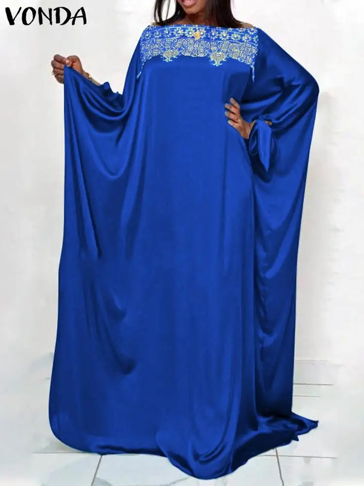 

2023 VONDA богемное женское платье с принтом, длинные рукава, трапециевидные Макси-платья, повседневный свободный женский сарафан, праздничный винтажный халат для женщин