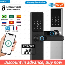 DSKDFTY Biometric Electronic Door Lock Digital Black Smart Lock Tuya App Remote Unlocking Keyless Lock Fingerprint Door Lock