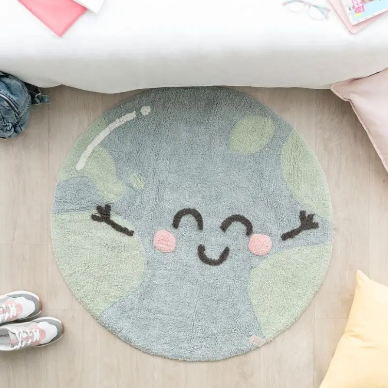 

Round Carpet For Living Room Earth Hairy Nursery Play Mat For Children Green Shaggy Bedroom Rugs Soft Foot Mats Plush Baby Mats